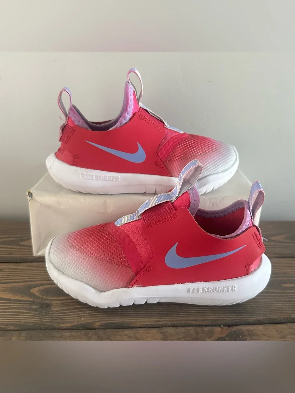 Nike Flex Runner Fireberry Slip On Shoes T4665-606 Girls Size 9C